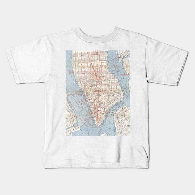 Vintage Map of Lower Manhattan (1879) Kids T-Shirt by Bravuramedia